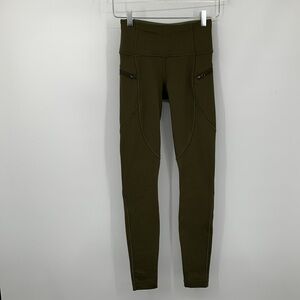 Lululemon Speed Up tight dark olive green high rise ankle zipper pockets 4 S